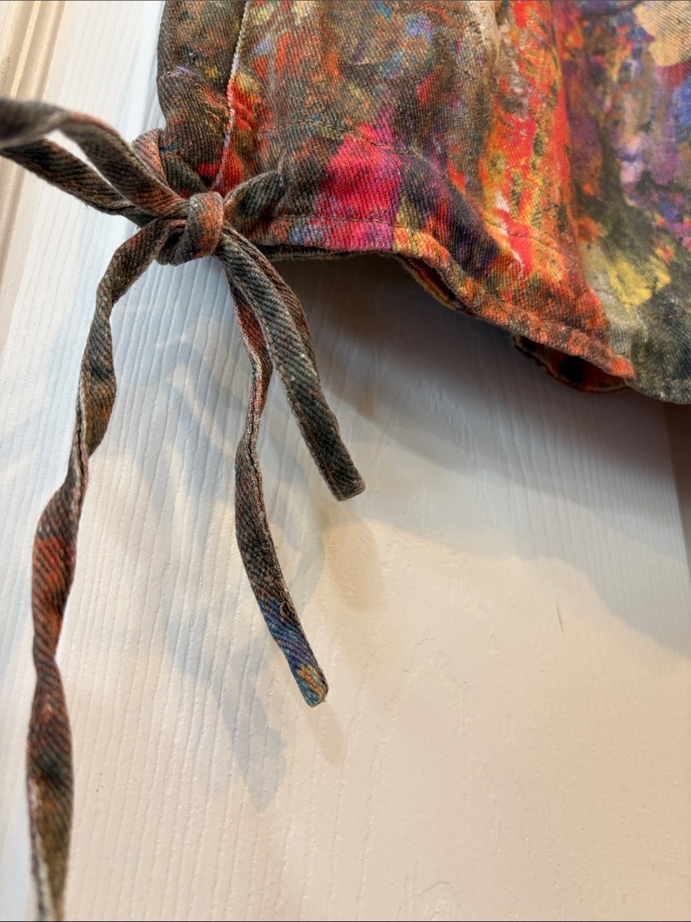 RESTOCKED DAVI & DANI Olive Orange Paint-Splatter Denim Balloon Bottom Pant - Picture 11 of 11